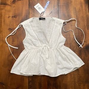 NWT White Feminine Lace Blouse Shoulder Ties Cider Womens Small white